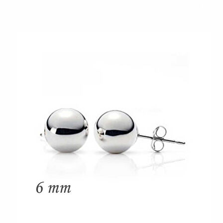 925 Ayar Gümüş Top Küpe - 6 mm