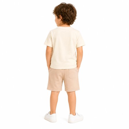 TucanKids Erkek Çocuk İkili Takım Bej Pamuk Yazlık 5-6 Yaş