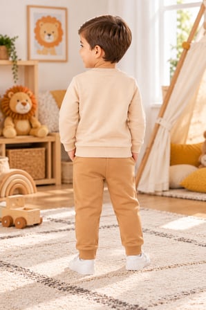 Erkek Çocuk Aslan Baskılı İkili Eşofman Takımı Sweatshirt Eşofman