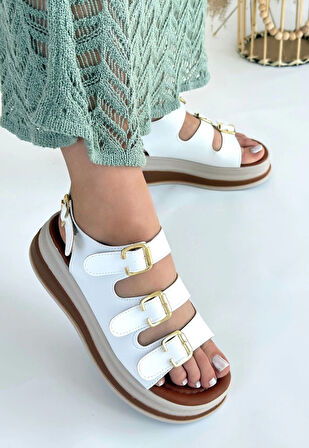 Jatay Beyaz Cilt Sandalet