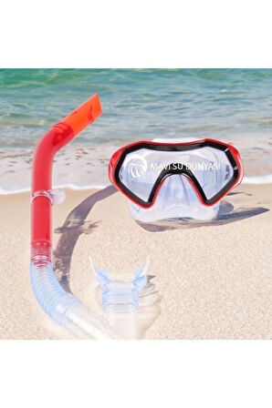 Hydro Swim Şnorkel Set 7+ 14 Yaş Arası Kırmızı Siyah Renk
