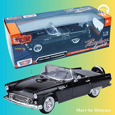 1956 Model Ford Thunderbırd Siyah Renk 1:18 Ölçekli - Mavi Su Dünyası