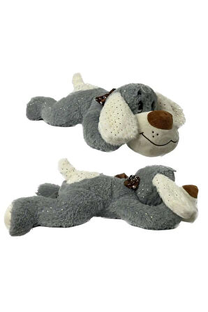 Peluş Yatan Köpek Parlak Kumaş 60 Cm - MAVİ SU DÜNYASI
