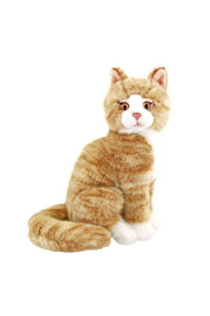 Oturan Krem Peluş Kedi 22 Cm