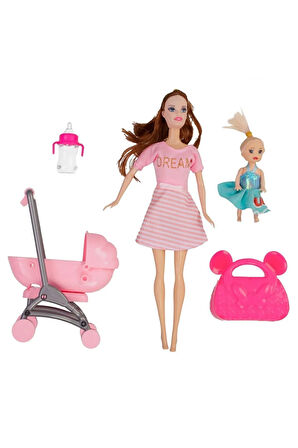 Anlily Kutuda Lüks Pusetli Pembe Kıyafetli Bebek - Mavi Su Dünyası