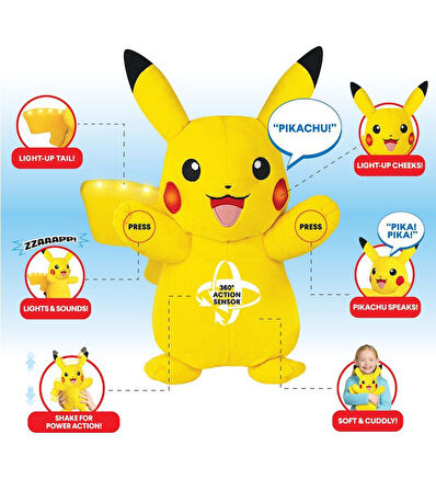 Peluş Pokemon Pıkachu Sesli ve Işıklı Figür