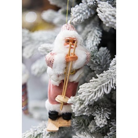 Kızaklı Noel Baba Pembe 17 cm  - Mavi Su Dünyası