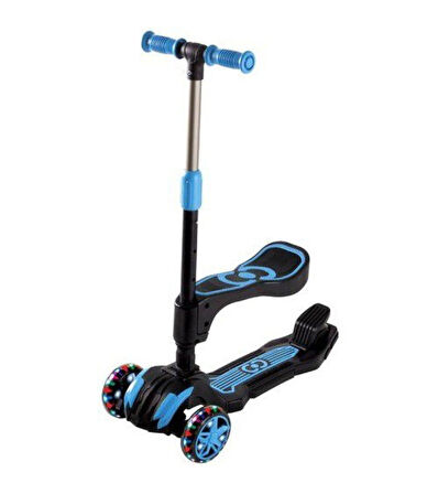 Scooter Cool Wheels Işıklı Mavi Combo Oturaklı Scooter 5+