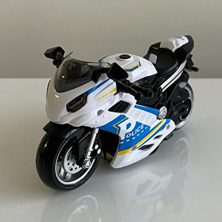 Oyuncak Motosiklet Şık Görünümlü Çek Bırak Işıklı ve Sesli Renkli 15 Cm - Mavi Su Dünyası