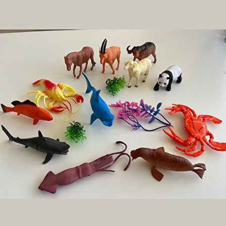 Hayvanlar Alemi Seti 15 Parçalı Full Set Deniz Hayvanları ve Kara Hayvanları