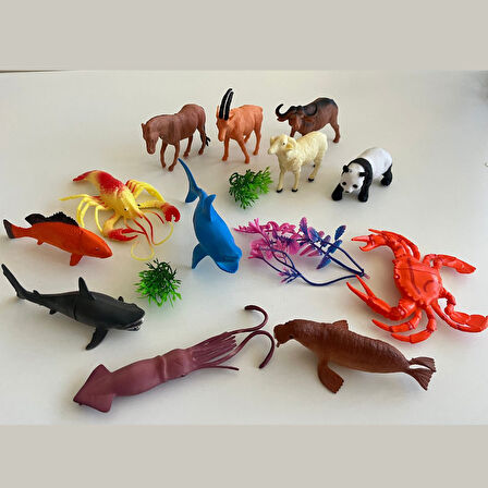 Hayvanlar Alemi Seti 15 Parçalı Full Set Deniz Hayvanları ve Kara Hayvanları