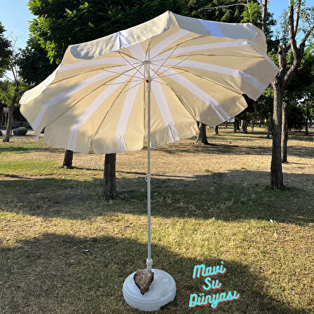 Plaj Deniz Balkon Şemsiyesi | Sentetik Kumaşlı Şemsiye | Bidon Dahil | Eğilebilir | 2 Metre Şemsiye