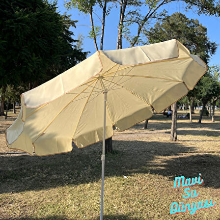Plaj Deniz Balkon Şemsiyesi | Sentetik Kumaşlı Şemsiye | Bidonsuz| Eğilebilir |2 Metre Şemsiye