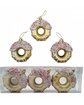 Yılbaşı Süsü 3' lü 8 Cm Donut Süs