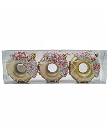 Yılbaşı Süsü 3' lü 8 Cm Donut Süs