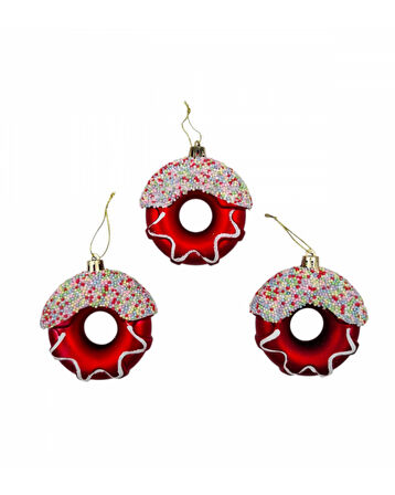 Yılbaşı Süsü 3' lü 8 Cm Donut Süs