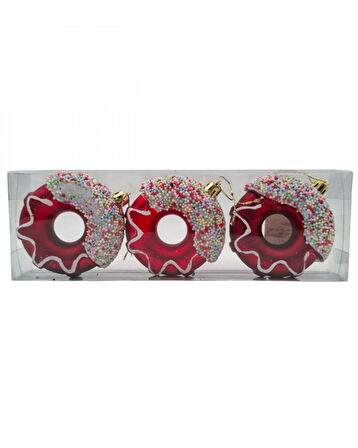 Yılbaşı Süsü 3' lü 8 Cm Donut Süs