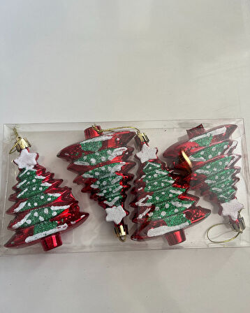 Yılbaşı Süsü 4' lü 10 Cm Çam Ağacı Seti