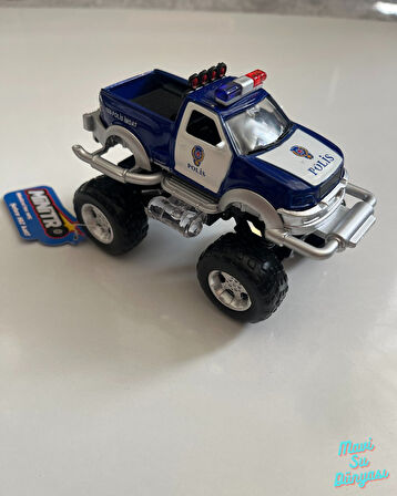 Metal Çek Bırak Sesli Canavar Polis Arabası 13x7x9 Cm