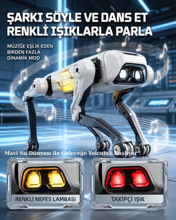 Uzaktan Kumandalı ve Mobil Kontrollü Şarjlı Yapay Zekalı Robot Köpek | Sesle Kontrol | Şarkı Söyleme | Dans Etme | Uzaktan Kontrol Robot Köpek