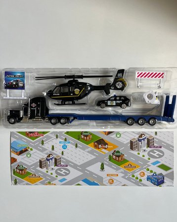 Oyuncak Helikopter Tır ve Araba Seti Siyah | 33 Cm Tır | 20 Cm Helikopter | 8 Cm Araba ve Aksesuarlar 
