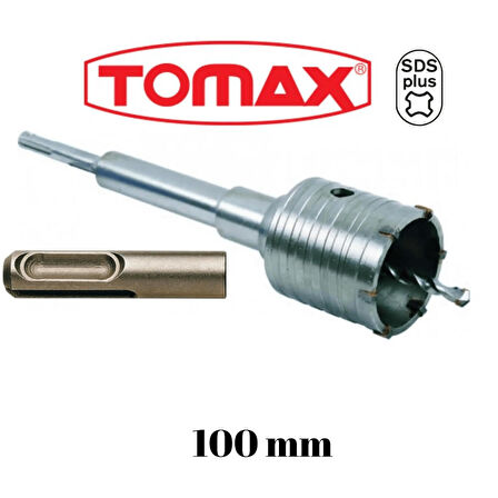 Tomax SDS Plus Elmaslı Beton Delme Ucu 100 mm Panç + 200 mm Adaptör