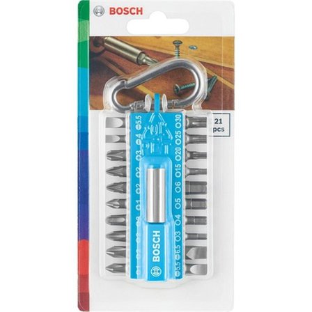 Bosch 21 Parça Yaylı Kancalı Vidalama(Mavi) 8'li -2607012001