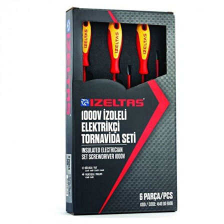 İzeltaş 4140009106 İzoleli Elektrikçi Tornavida Seti 1000 Volt 6 Parça