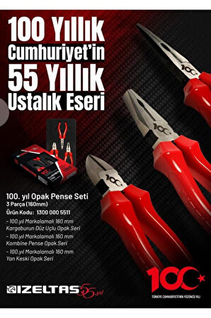 İzeltaş 13000005511 100.Yıl 160 mm Opak Pense Seti - 3 Parça