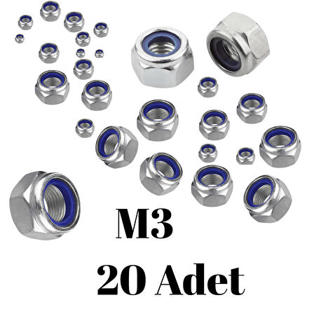 Fiber Somun M3 – DIN 985 –  20'li Paket Contalı Gevşemez Somun