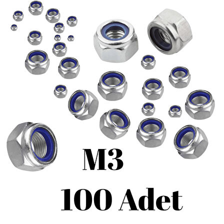Fiber Somun M3 – DIN 985 –  100'lü Paket Contalı Gevşemez Somun