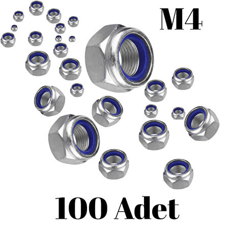 Fiber Somun M4 – DIN 985 –  100'lü Paket Contalı Gevşemez Somun