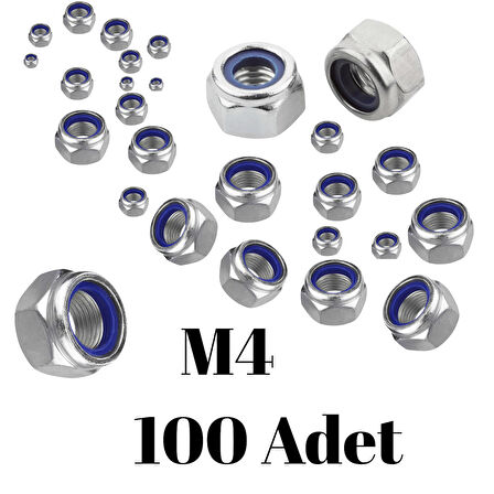 Fiber Somun M4 – DIN 985 –  100'lü Paket Contalı Gevşemez Somun