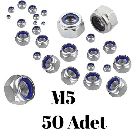 Fiber Somun M5 – DIN 985 –  50'li Paket Contalı Gevşemez Somun