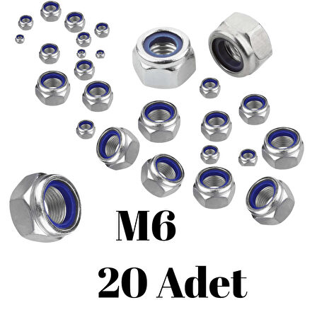 Fiber Somun M6 – DIN 985 –  20'li Paket Contalı Gevşemez Somun