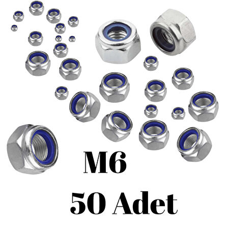 Fiber Somun M6 – DIN 985 –  50'li Paket Contalı Gevşemez Somun