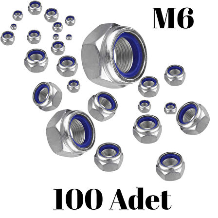 Fiber Somun M6 – DIN 985 –  100'lü Paket Contalı Gevşemez Somun