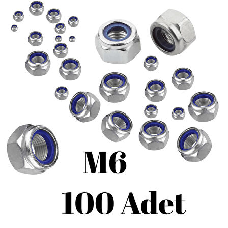 Fiber Somun M6 – DIN 985 –  100'lü Paket Contalı Gevşemez Somun