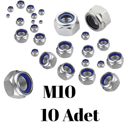 Fiber Somun M10 – DIN 985 –  10'lu Paket Contalı Gevşemez Somun