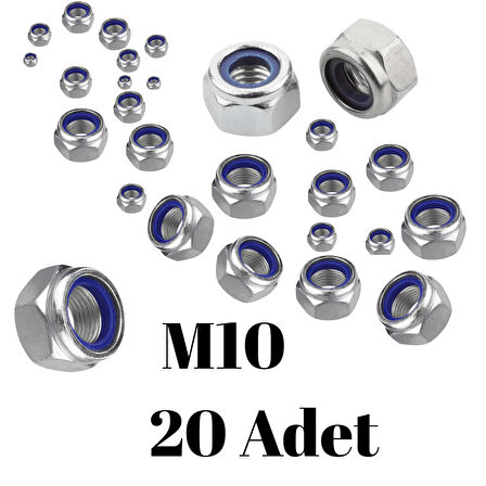 Fiber Somun M10 – DIN 985 –  20'li Paket Contalı Gevşemez Somun