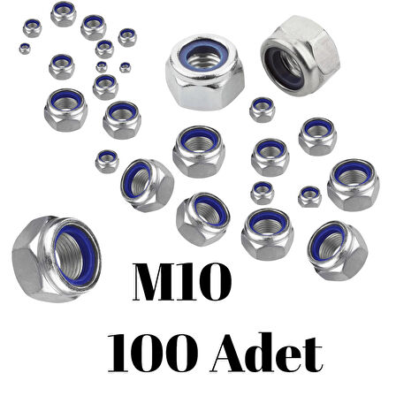 Fiber Somun M10 – DIN 985 –  100'lü Paket Contalı Gevşemez Somun