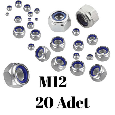 Fiber Somun M12 – DIN 985 –  20'li Paket Contalı Gevşemez Somun