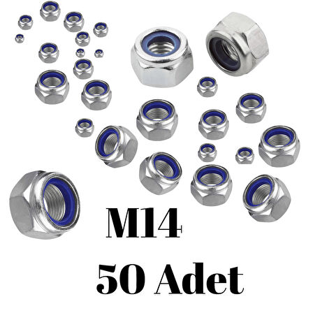 Fiber Somun M14 – DIN 985 –  50'li Paket Contalı Gevşemez Somun