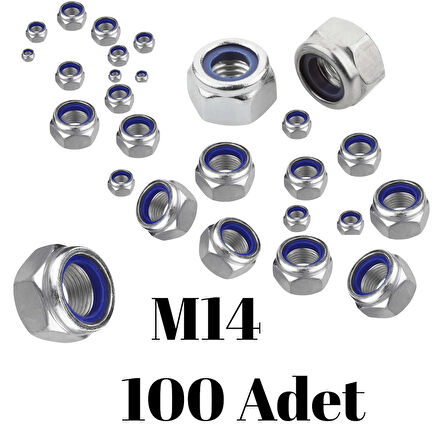 Fiber Somun M14 – DIN 985 –  100'lü Paket Contalı Gevşemez Somun