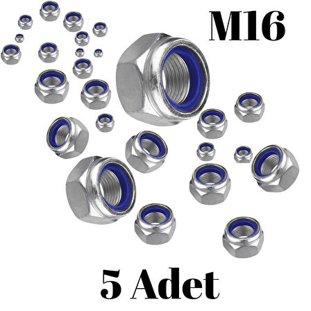 Fiber Somun M16 – DIN 985 –  5'li Paket Contalı Gevşemez Somun