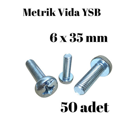 Metrik Vida YSB 6X35  50 Adet Yıldız Silindir Başlı Vida