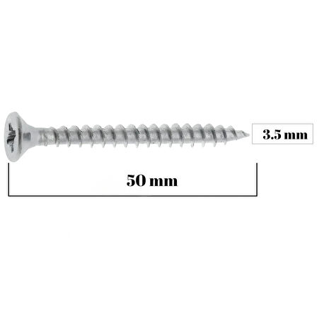 Sunta Vidası 3.5X50 mm 50 Adet Sivri Uçlu Ahşap Tahta Ağaç Mobilya Vidası