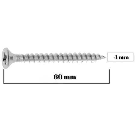 Sunta Vidası 4X60 mm 200 Adet Sivri Uçlu Ahşap Tahta Ağaç Mobilya Vidası
