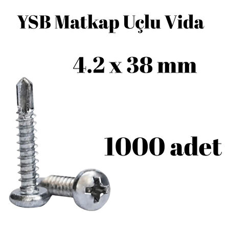 Matkap Uçlu Akıllı Vida YSB 4,2x38 1000'li Kutu Yıldız Silindir Başlı