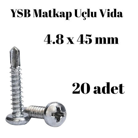 Yıldız Silindir Başlı 4.8x45 YSB Matkap Uçlu Akıllı Vida 20 Adet